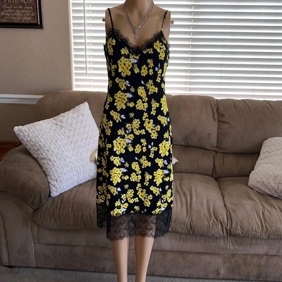 Michael Kors | Dresses | Like New Michael Kors Midi Dress With Flowers And  Lace Hem | Poshmark